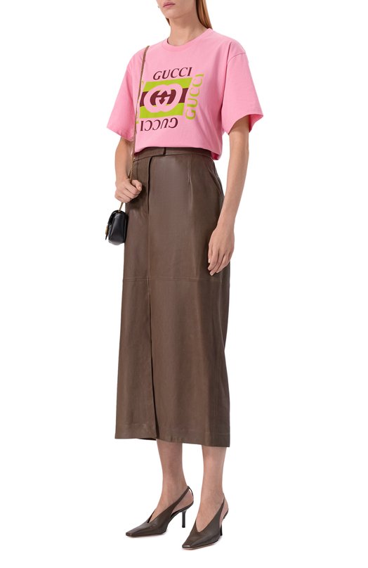 Хлопковая футболка Gucci 837959/XJHG9 Розовый  837959/XJHG9 Фото 2