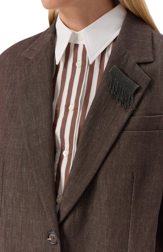 Хлопковый жакет Brunello Cucinelli MB1257390P Коричневый  MB1257390P Фото 5