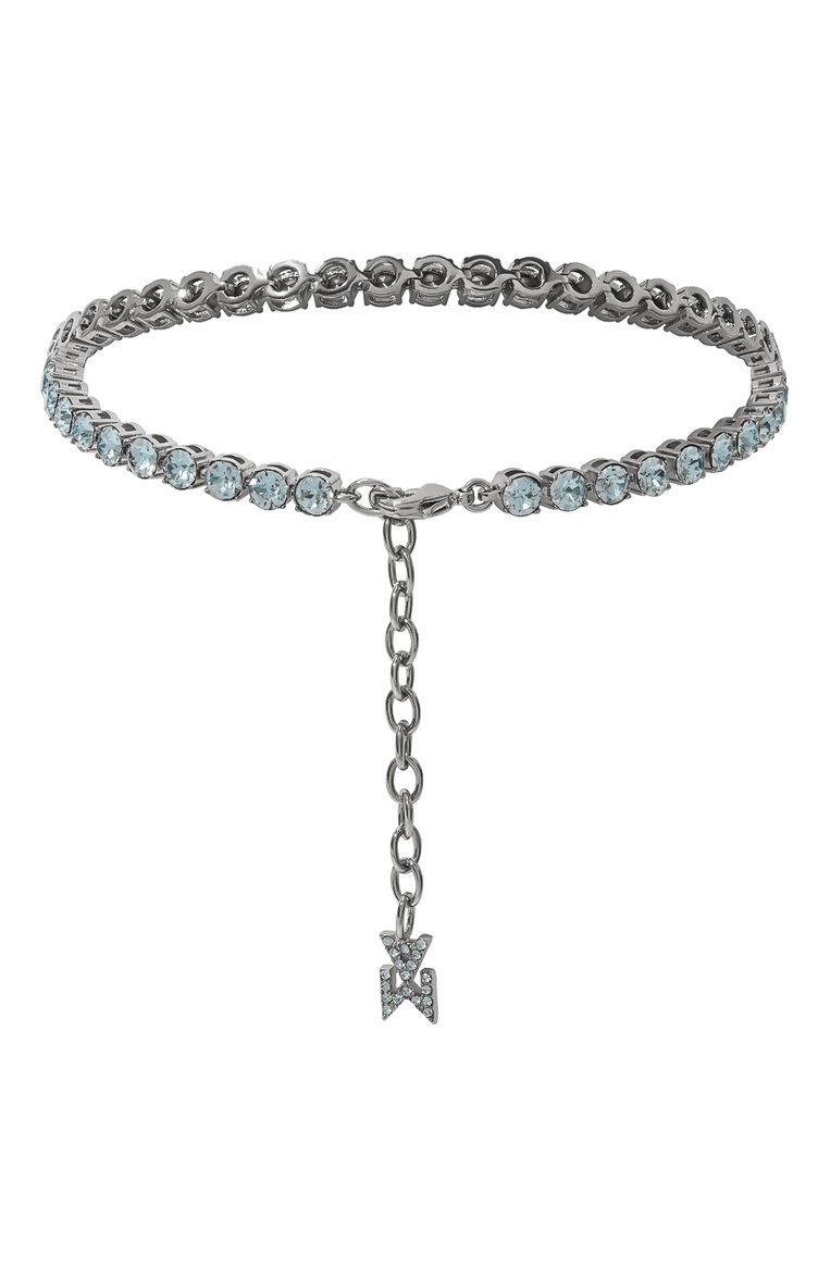 Женский анклет AMINA MUADDI голубого цвета, арт. TENNIS ANKLET/CRYSTALS SILVER BASE/SWA | Фото 3 (Нос: Не проставлено; Региональные ограничения белый список (Axapta Mercury): Не проставлено; Материал: Металл)