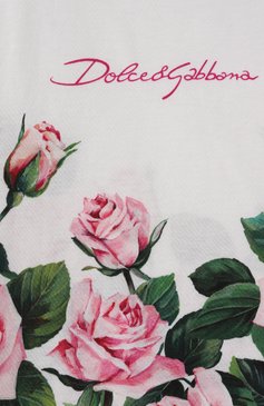 Детская хлопковая футболка DOLCE & GABBANA белого цвета, арт. L5JTNL/II7GI/8-14 | Фото 3 (Рукава: Короткие; Драгоценные камни: Проставлено; Материал сплава: Проставлено; Девочки Кросс-КТ: футболка-одежда; Материал внешний: Хлопок; Ростовка одежда: 10 - 11 лет | 140 - 146см, 13 - 15 лет | 158 см, 8 лет | 128 см)