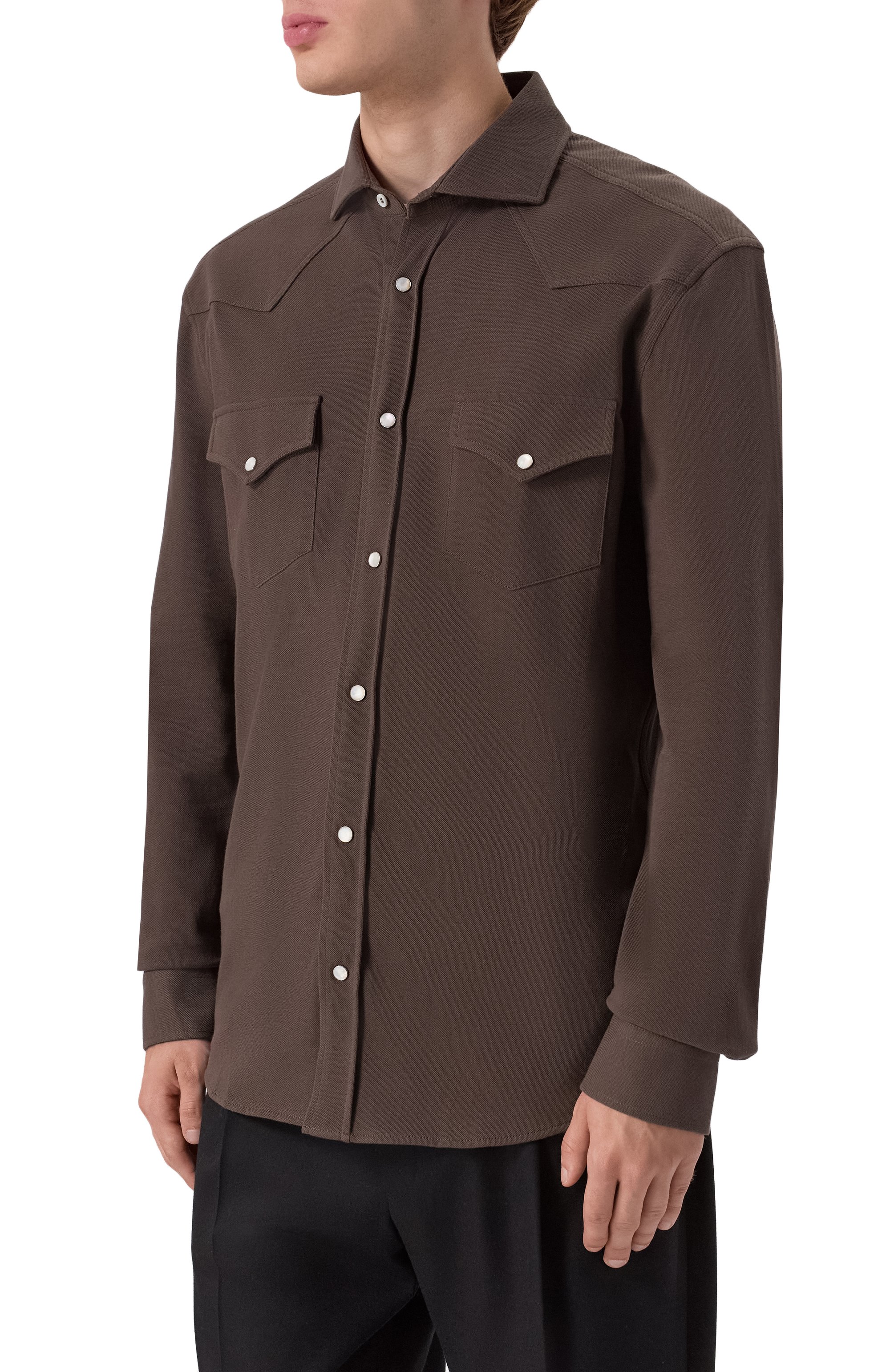 Хлопковая рубашка BRUNELLO CUCINELLI, арт. ME8546666, фото 3