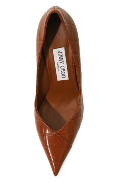 Женские кожаные туфли cass 95 JIMMY CHOO светло-коричневого цвета, арт. CASS 95/CQX | Фото 6 (Подошва: Плоская; Материал сплава: Проставлено; Каблук высота: Высокий; Материал внутренний: Натуральная кожа; Драгоценные камни: Проставлено; Каблук тип: Шпилька; Материал внешний: Натуральная кожа)