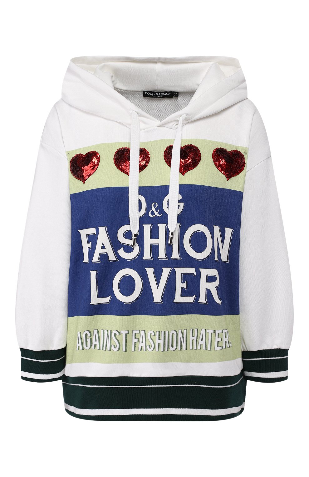 Хлопковое худи DOLCE & GABBANA белого цвета по цене 85100 руб., арт. F9A53Z/HH743, фото 1 Хлопковое худи DOLCE & GABBANA, арт. F9A53Z/HH743, фото 1