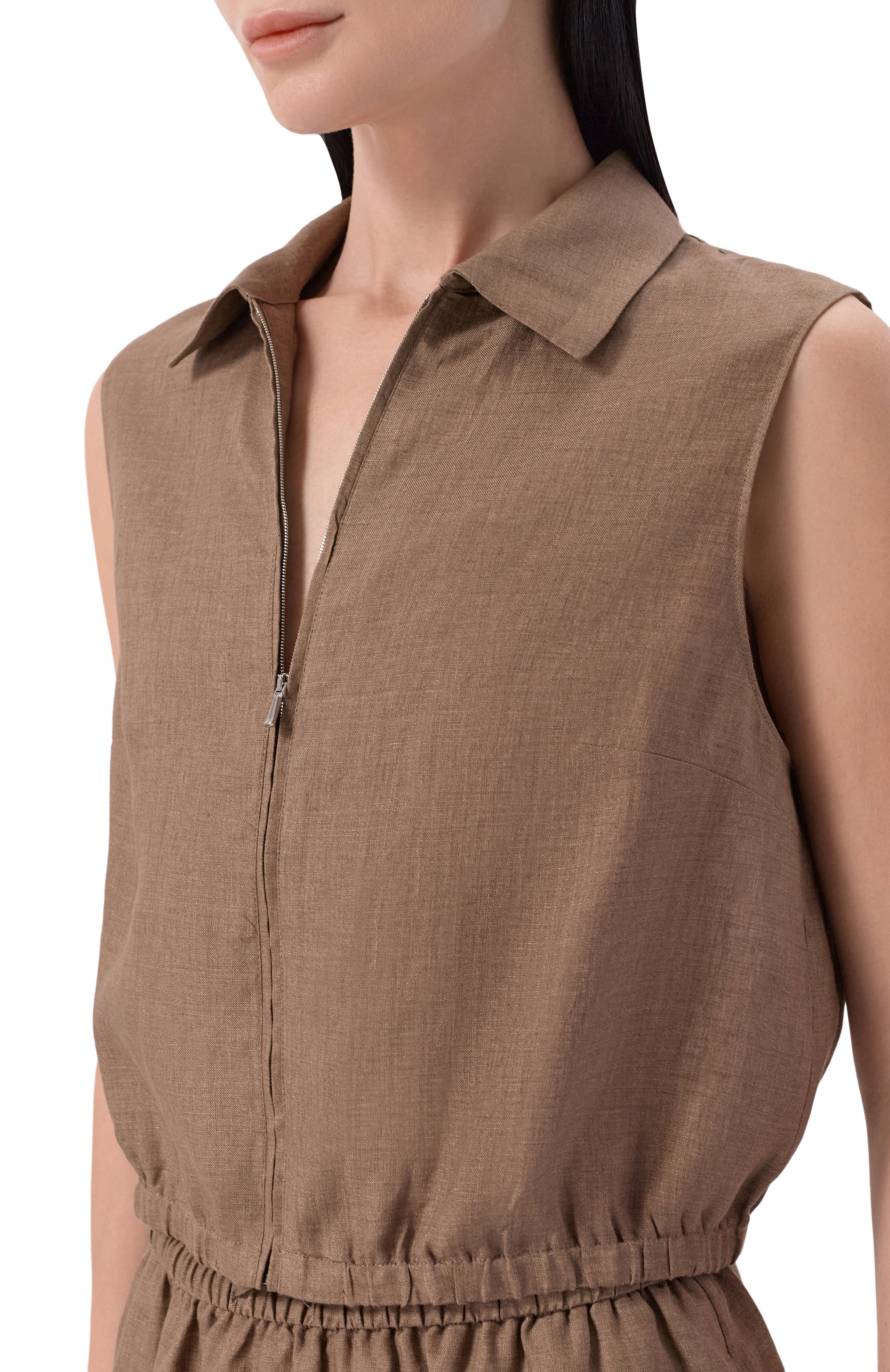 Льняной топ 12 STOREEZ коричневого цвета по цене 13000 руб., арт. 137461, фото 5 Льняной топ 12 STOREEZ, арт. 137461, фото 5