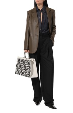 Женская сумка peekaboo FENDI черно-белого цвета, арт. 8BH374 AJQY | Фото 7 (Материал: Текстиль; Размер: large; Сумки-технические: Сумки-шопперы; Автоматизация состава: Проставлено; Автоматизация ТО: Проставлено)