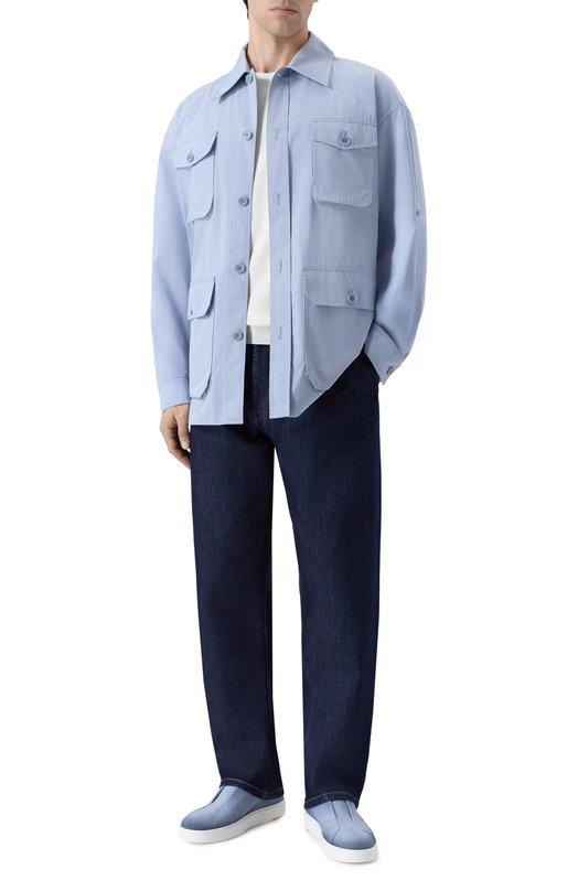 Рубашка из хлопка и шелка MVST 0031/0224 Голубой  0031/0224 Фото 2