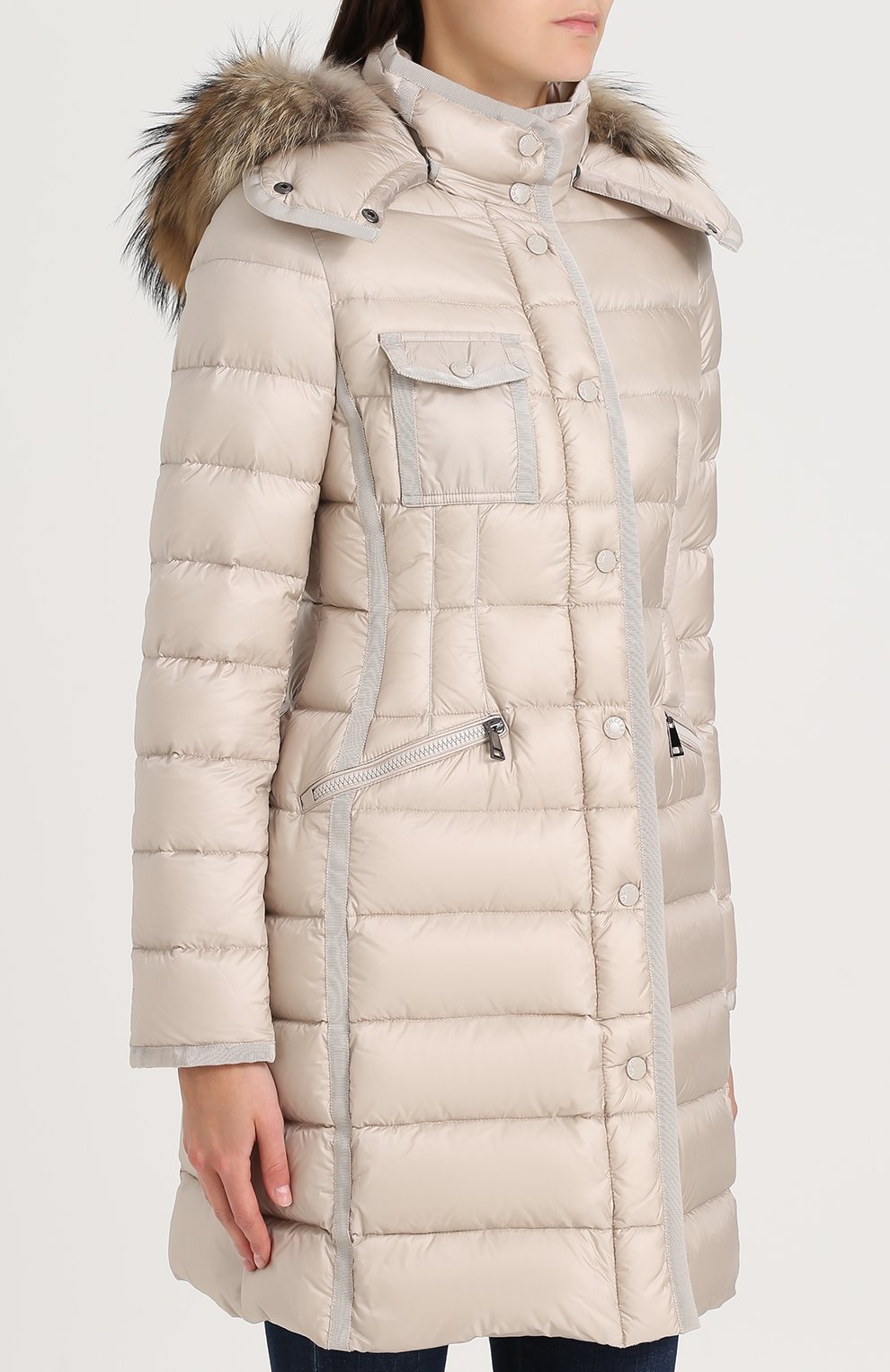 Приталенный стеганый пуховик с меховой отделкой капюшона MONCLER, арт. C2-093-49900-15-53048, фото 3