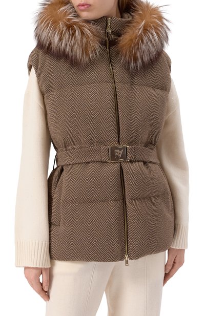 Пуховый жилет с отделкой из меха лисы FREEAGE, арт. WW25.VS013M.2939.130, фото 3