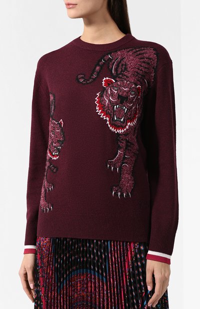 Шерстяной пуловер KENZO бордового цвета по цене 42150 руб., арт. 2T05953XK, фото 3 Шерстяной пуловер KENZO, арт. 2T05953XK, фото 3