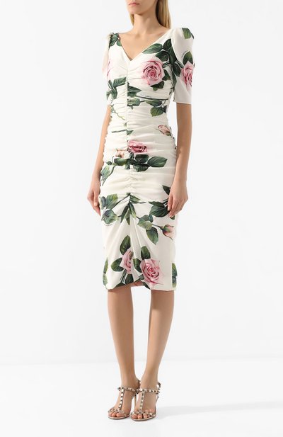 Шелковое платье DOLCE & GABBANA белого цвета по цене 291000 руб., арт. F6G9HT/FSAZD, фото 3 Шелковое платье DOLCE & GABBANA, арт. F6G9HT/FSAZD, фото 3