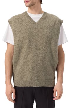 Мужского жилет из шерсти и хлопка MAISON MARGIELA светло-зеленого цвета, арт. S50TH0065/M13108 | Фото 3 (Материал внешний: Шерсть, Хлопок; Мужское Кросс-КТ: Жилет-одежда; Стили: Кэжуэл; Нос: Не проставлено; Региональные ограничения белый список (Axapta Mercury): Не проставлено; Кросс-КТ: Трикотаж)