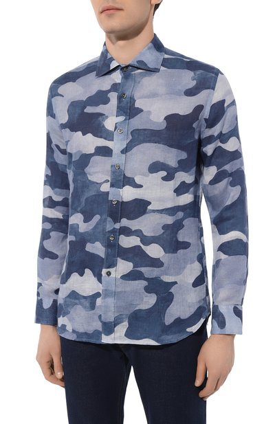 Льняная рубашка 120% LINO синего цвета по цене 32250 руб., арт. 31ALIM1311/000G248/100, фото 3 Льняная рубашка 120% LINO, арт. 31ALIM1311/000G248/100, фото 3