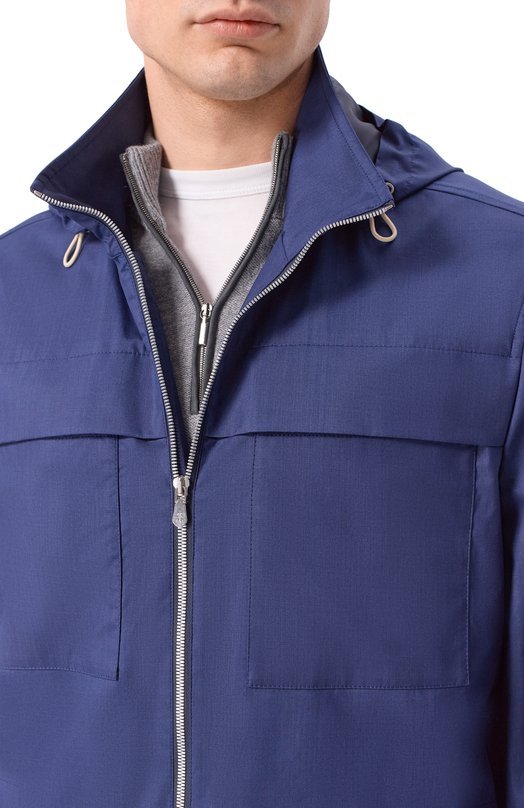 Куртка из шелка и шерсти Brunello Cucinelli MM4346572 Синий  MM4346572 Фото 5