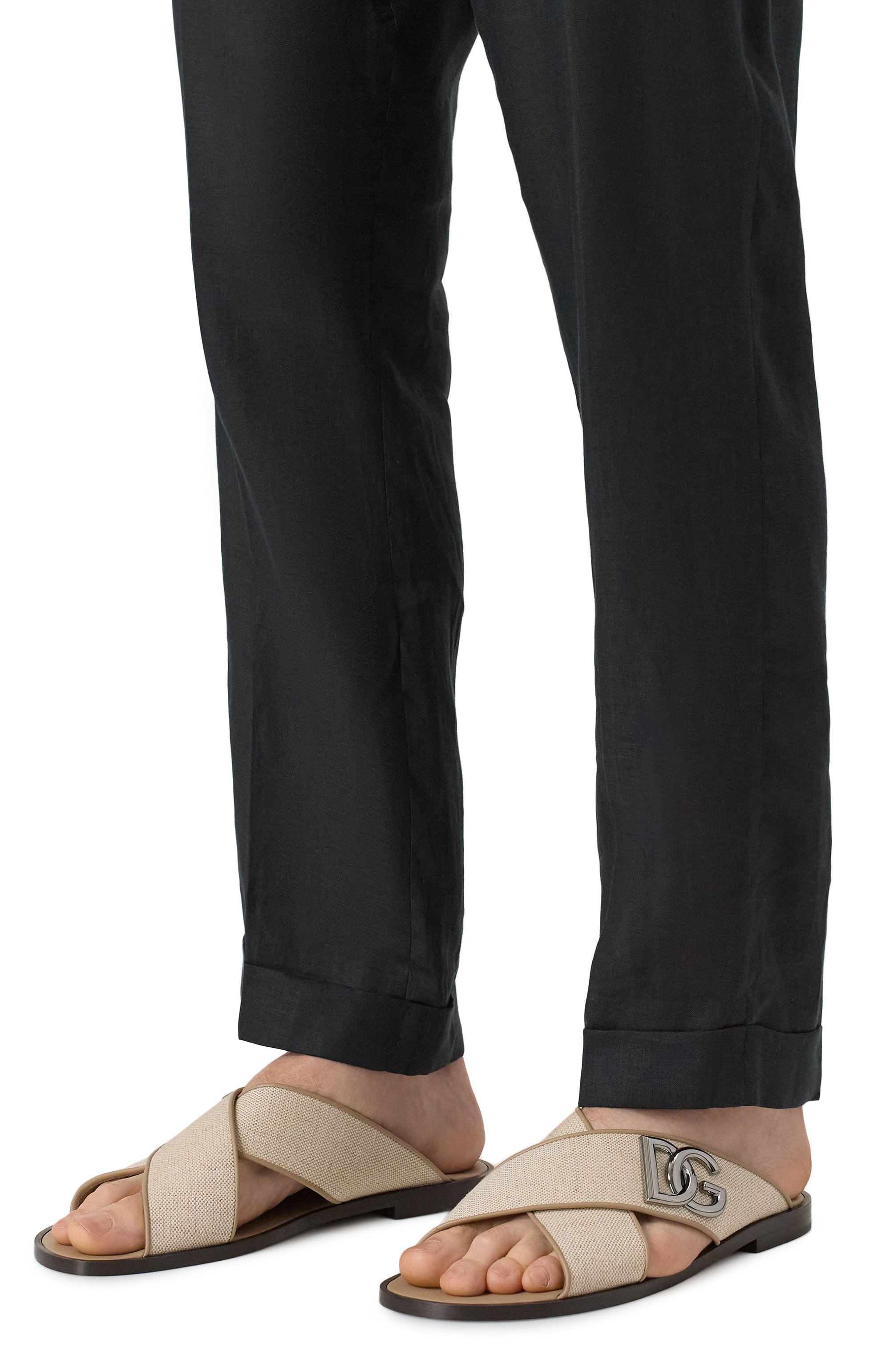 Текстильные шлепанцы DOLCE & GABBANA бежевого цвета по цене 89950 руб., арт. A80524/AD504, фото 3 Текстильные шлепанцы DOLCE & GABBANA, арт. A80524/AD504, фото 3