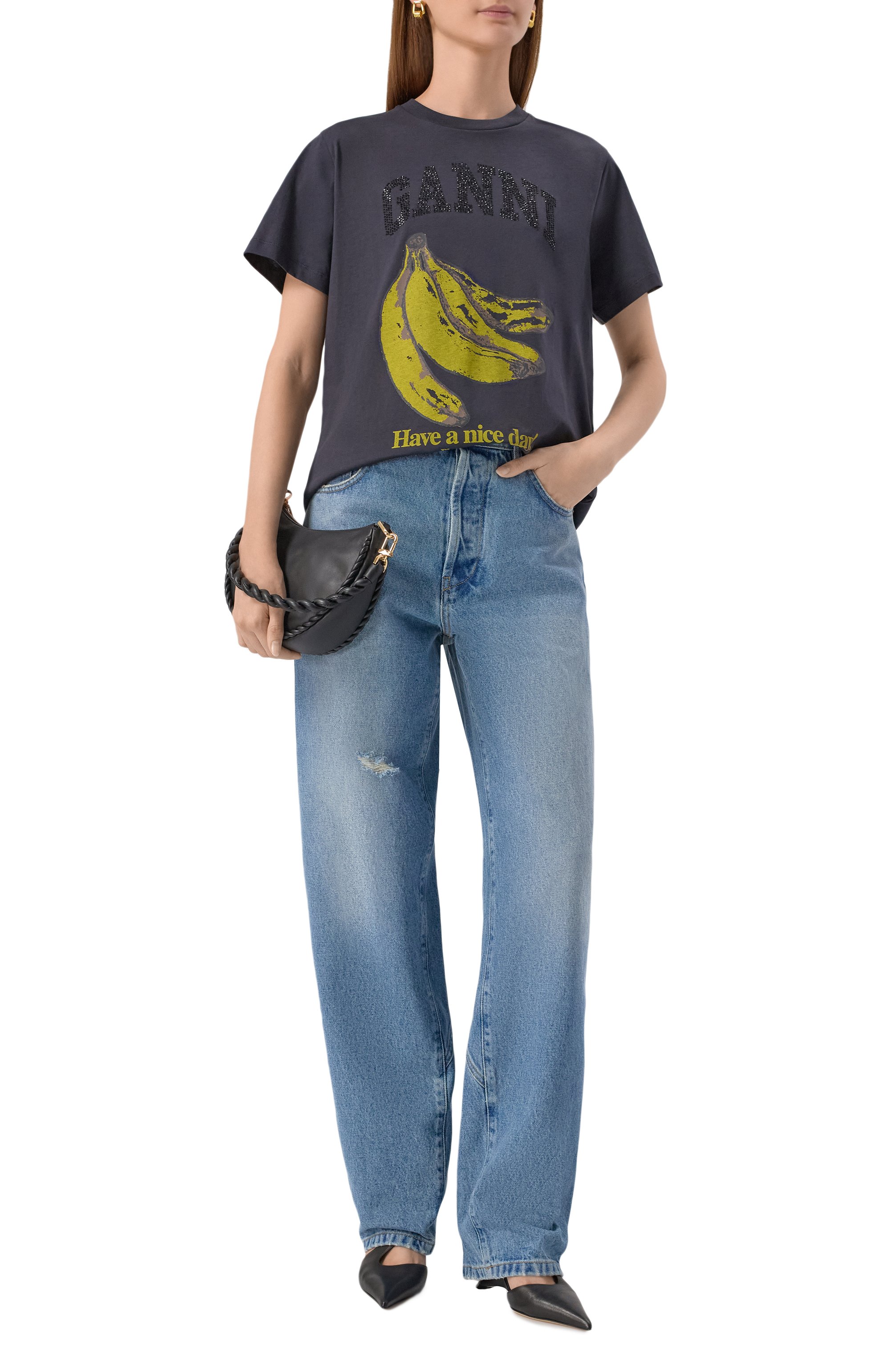 Хлопковая футболка GANNI, арт. T4238, фото 2