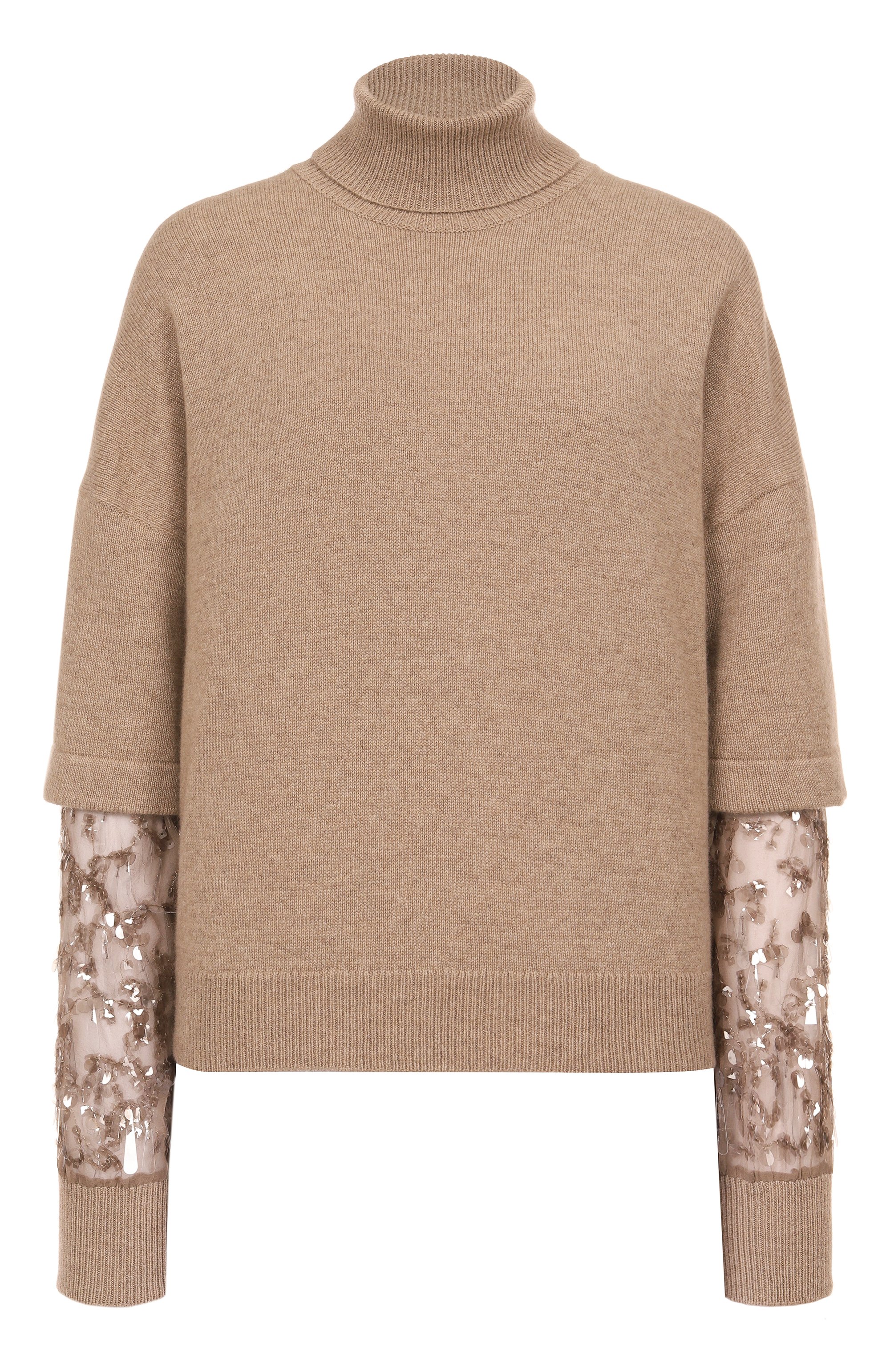 Кашемировый свитер BRUNELLO CUCINELLI бежевого цвета по цене 526500 руб., арт. M12730003, фото 1 Кашемировый свитер BRUNELLO CUCINELLI, арт. M12730003, фото 1