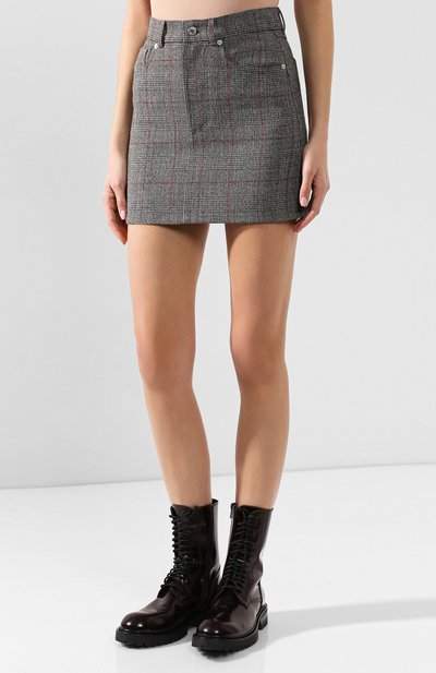 Шерстяная юбка HELMUT LANG серого цвета по цене 63000 руб., арт. J06DW301, фото 3 Шерстяная юбка HELMUT LANG, арт. J06DW301, фото 3