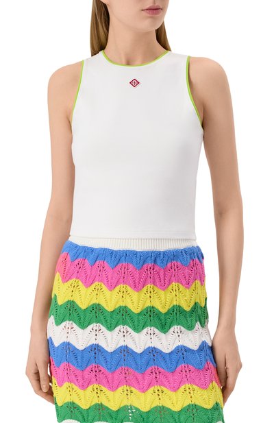 Хлопковая майка CASABLANCA белого цвета по цене 23350 руб., арт. WS25-JTS-011-02, фото 3 Хлопковая майка CASABLANCA, арт. WS25-JTS-011-02, фото 3