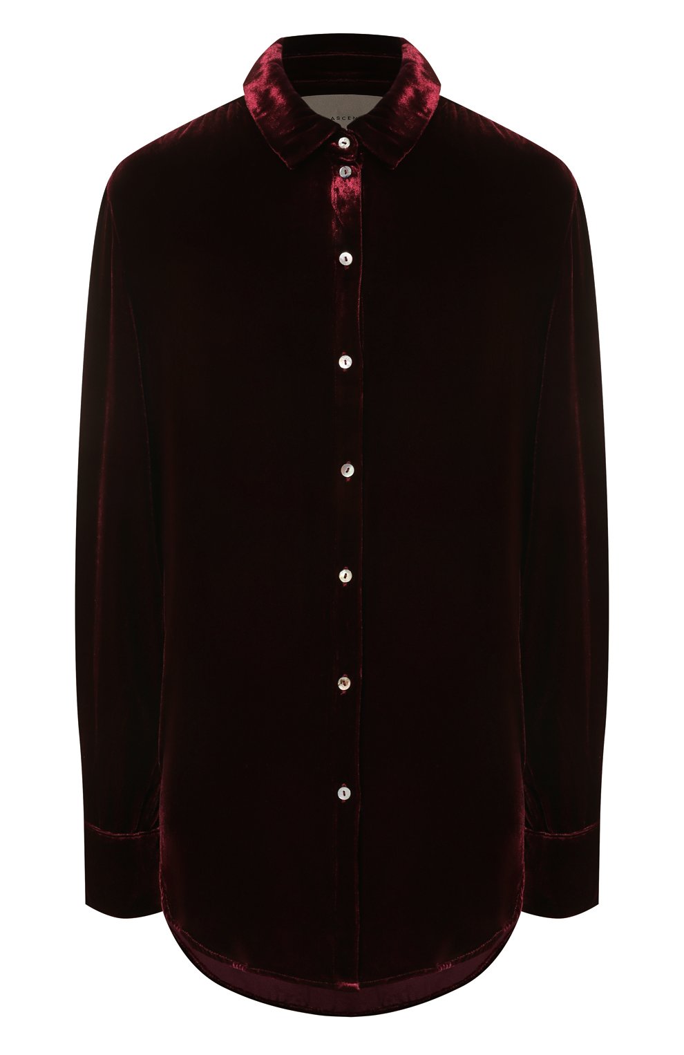 Бархатная рубашка ASCENO бордового цвета по цене 33900 руб., арт. RS24_T001F40, фото 1 Бархатная рубашка ASCENO, арт. RS24_T001F40, фото 1