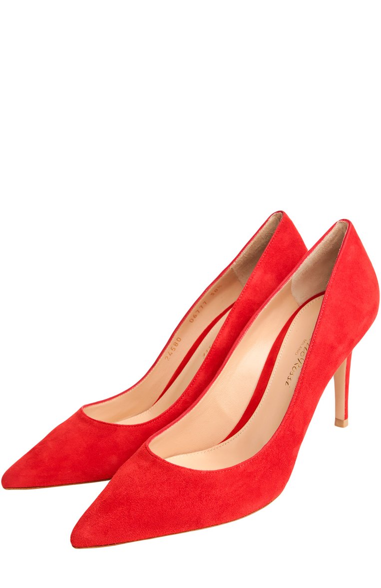 Женские замшевые туфли gianvito 85 на шпильке GIANVITO ROSSI красного цвета, арт. G24580/SUEDE | Фото 2 (Статус проверки: Проверено, Проверена категория; Материал внутренний: Натуральная кожа; Подошва: Плоская; Каблук тип: Шпилька; Каблук высота: Высокий; Материал внешний: Замша)