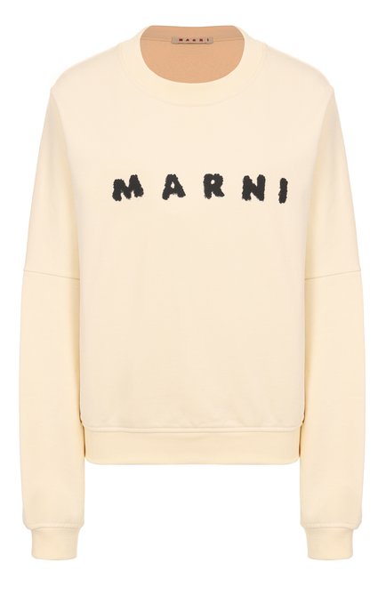 Женский хлопковый свитшот MARNI кремвого цвета, арт. FLJE0185P7/USCX43 | Фото 1 (Драгоценные камни: Проставлено; Материал внешний: Хлопок; Рукава: Длинные; Материал сплава: Проставлено; Длина (для топов): Стандартные)
