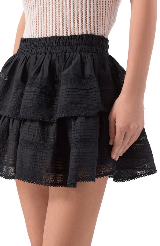 Хлопковая юбка Love Shack Fancy LS002-289 Чёрный  LS002-289 Фото 5