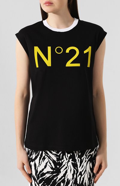 Хлопковая футболка N21 черного цвета по цене 24950 руб., арт. 19I N2P0/F041/4157, фото 3 Хлопковая футболка N21, арт. 19I N2P0/F041/4157, фото 3