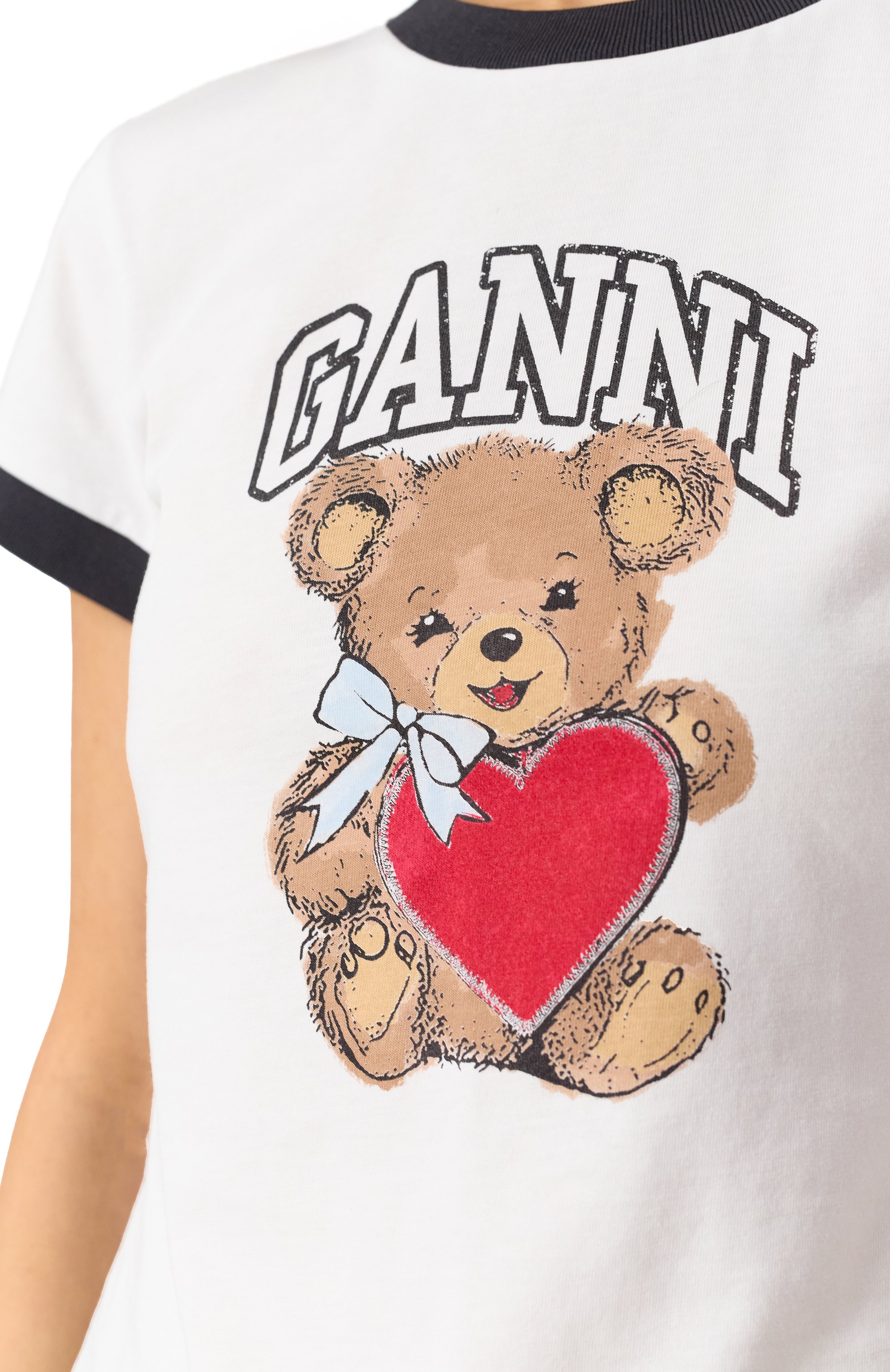 Хлопковая футболка GANNI белого цвета по цене 16050 руб., арт. T4061, фото 5 Хлопковая футболка GANNI, арт. T4061, фото 5