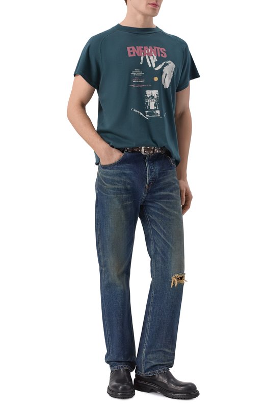 Хлопковая футболка Enfants Riches Deprimes 010-875/C0TT0N Синий  010-875/C0TT0N Фото 2