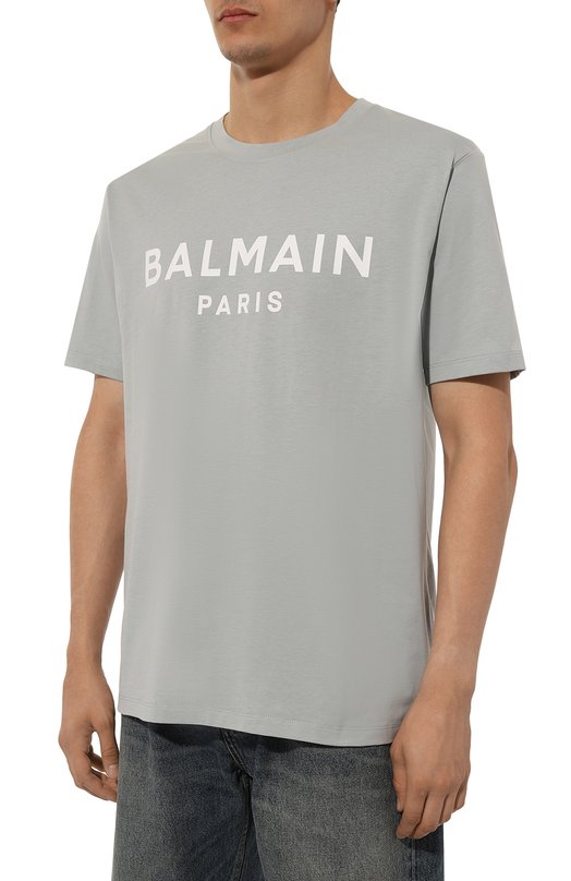 Хлопковая футболка Balmain DH1EG000/BB73 Серый  DH1EG000/BB73 Фото 3