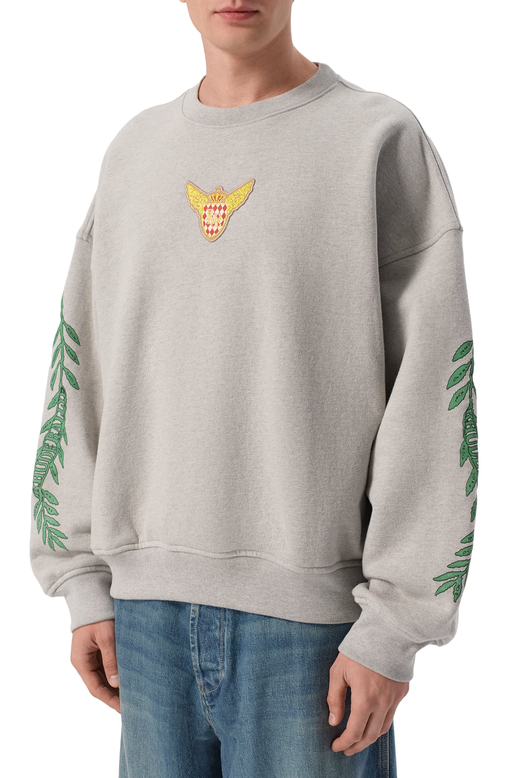 Хлопковый свитшот RHUDE серого цвета по цене 94800 руб., арт. RHPF26ST04083, фото 3 Хлопковый свитшот RHUDE, арт. RHPF26ST04083, фото 3