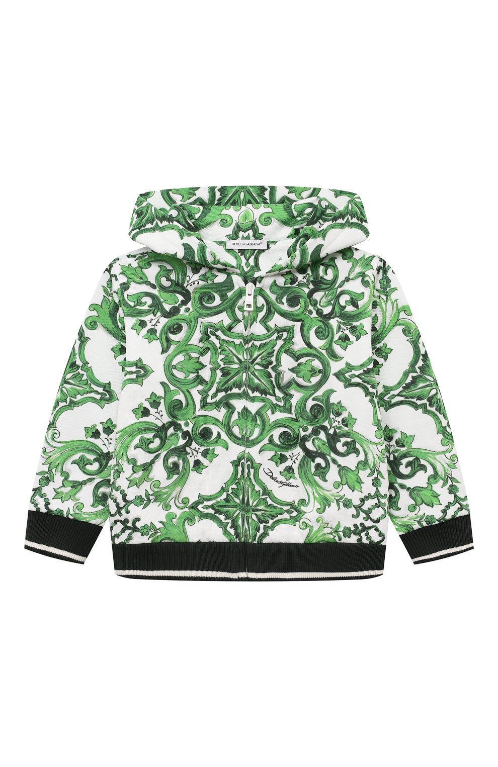 Хлопковая толстовка DOLCE & GABBANA зеленого цвета по цене 33050 руб., арт. L1JWIT/II7EI, фото 1 Хлопковая толстовка DOLCE & GABBANA, арт. L1JWIT/II7EI, фото 1