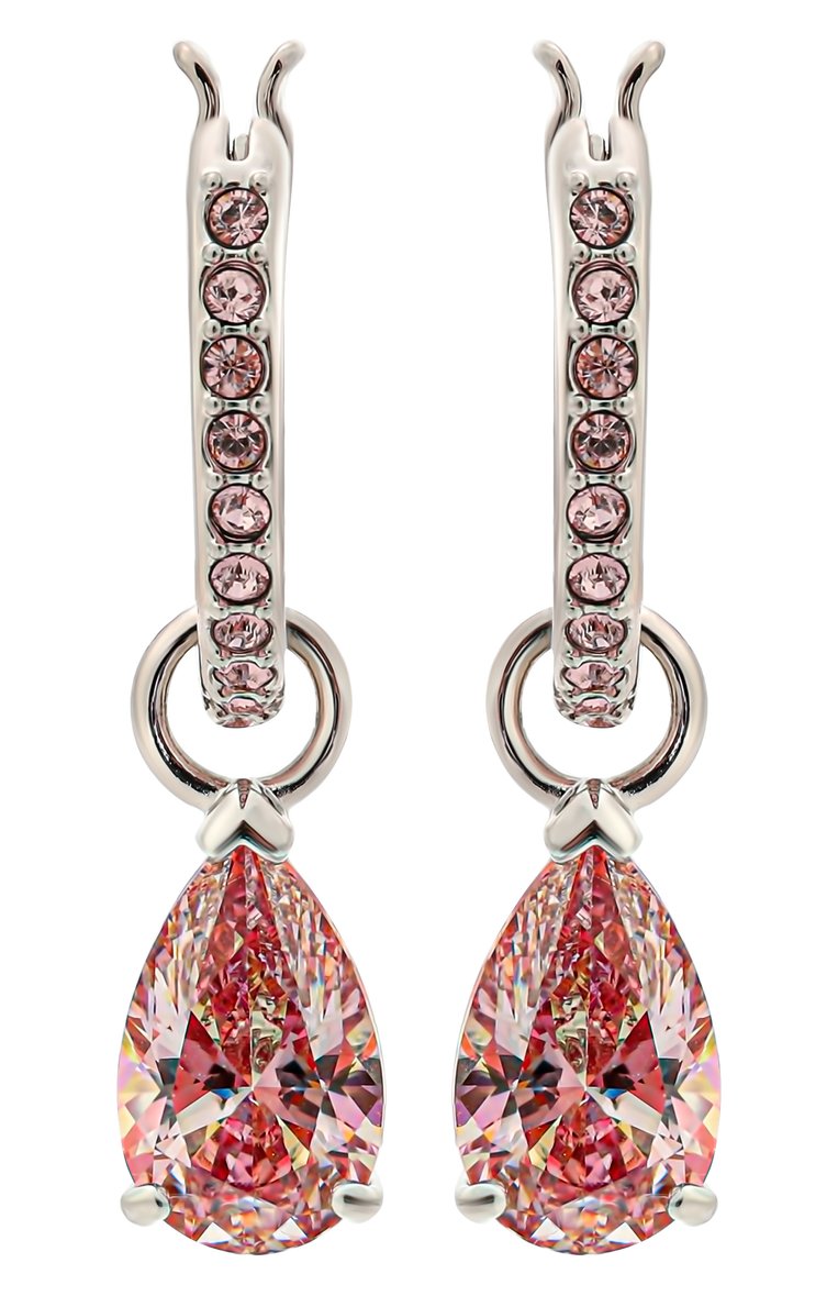 Женские серьги attract SWAROVSKI розового цвета, арт. 5723566 | Фото 1 (Материал: Кристаллы, Металл; Нос: Не проставлено)
