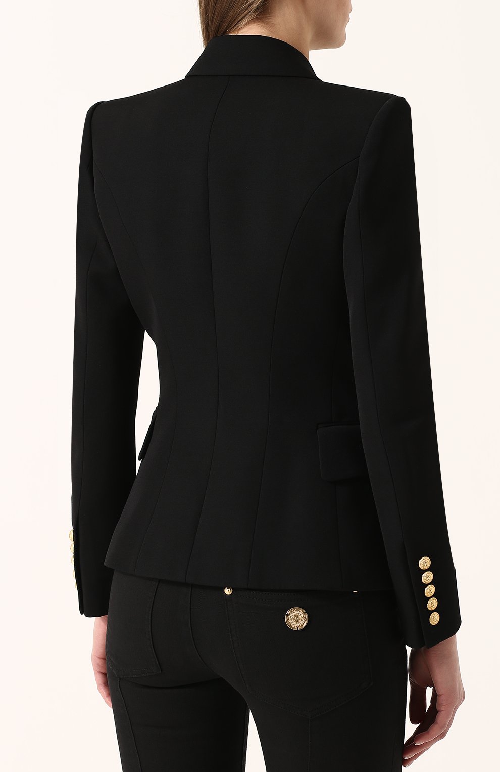 Приталенный двубортный жакет с контрастными пуговицами BALMAIN, арт. 127212/167L, фото 4