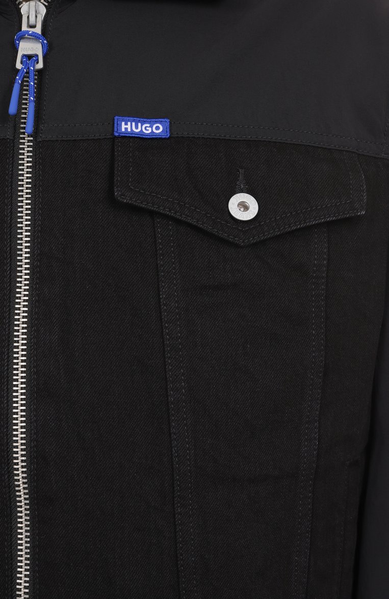 Мужская куртка HUGO BLUE черного цвета, арт. 50530803 | Фото 6 (Материал внешний: Синтетический материал; Длина (верхняя одежда): Короткие; Материал подклада: Синтетический материал; Рукава: Длинные; Кросс-КТ: Легкие; Стили: Кэжуэл)