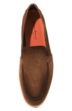 Мужские замшевые лоферы SANTONI коричневого цвета, арт. MGAG18777TICSSG5M62 | Фото 6 (Материал внутренний: Натуральная кожа; Нос: Не проставлено; Материал сплава: Проставлено; Материал внешний: Замша, Натуральная кожа; Стили: Кэжуэл)