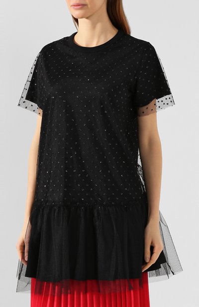 Хлопковая футболка REDVALENTINO черного цвета по цене 39950 руб., арт. TR3MJ03I/4YB, фото 3 Хлопковая футболка REDVALENTINO, арт. TR3MJ03I/4YB, фото 3