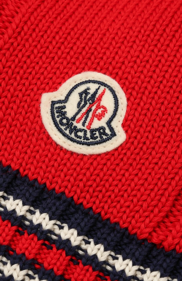 Детского хлопковая шапка MONCLER красного цвета, арт. F1-954-9Z700-20-V9072 | Фото 3 (Материал: Текстиль, Хлопок; Материал сплава: Проставлено; Нос: Не проставлено; Статус проверки: Проверена категория)