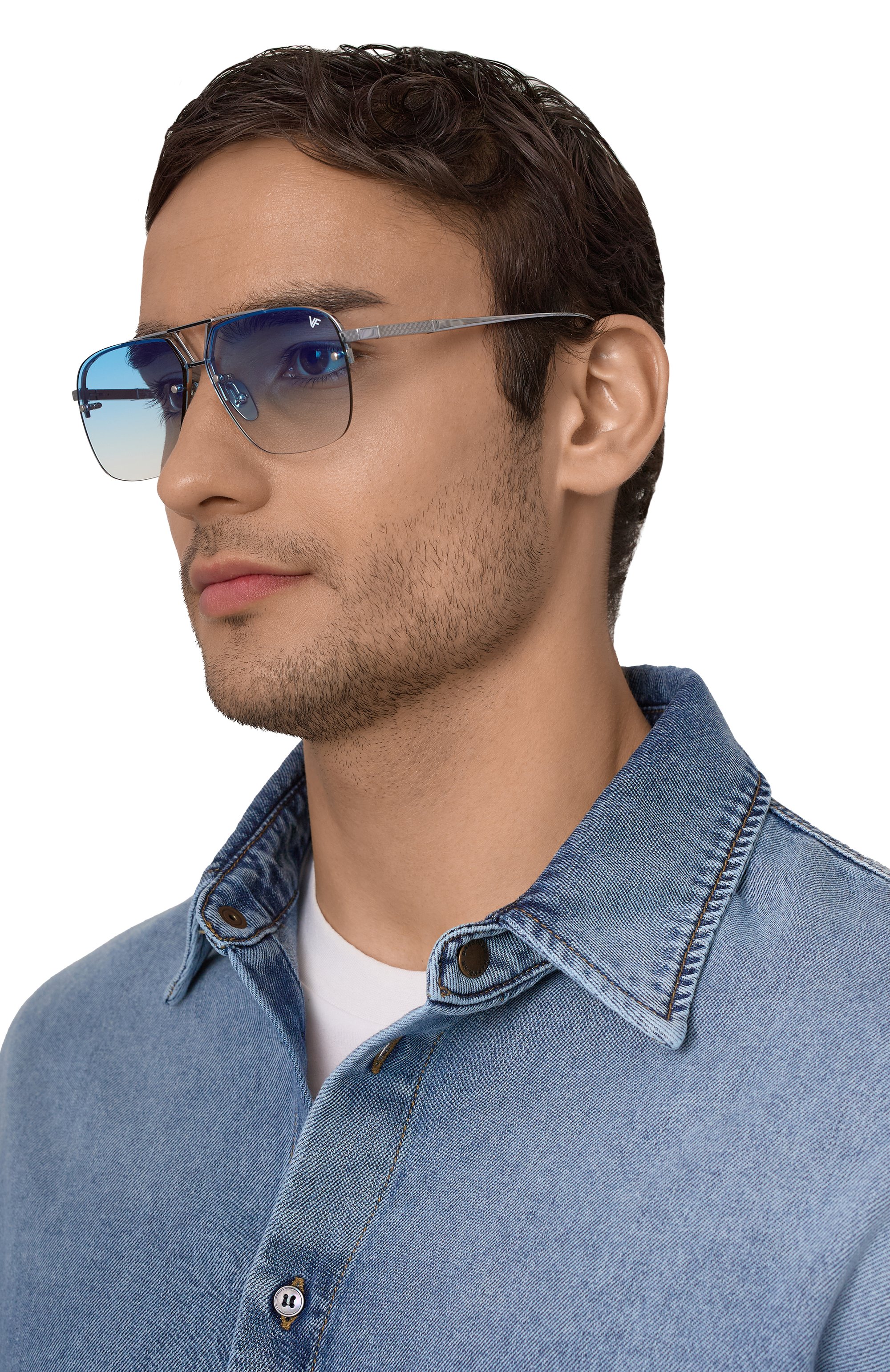 Солнцезащитные очки VINTAGE FRAMES, арт. FALC0N WHITE G0LD/PASTEL BLUE, фото 2