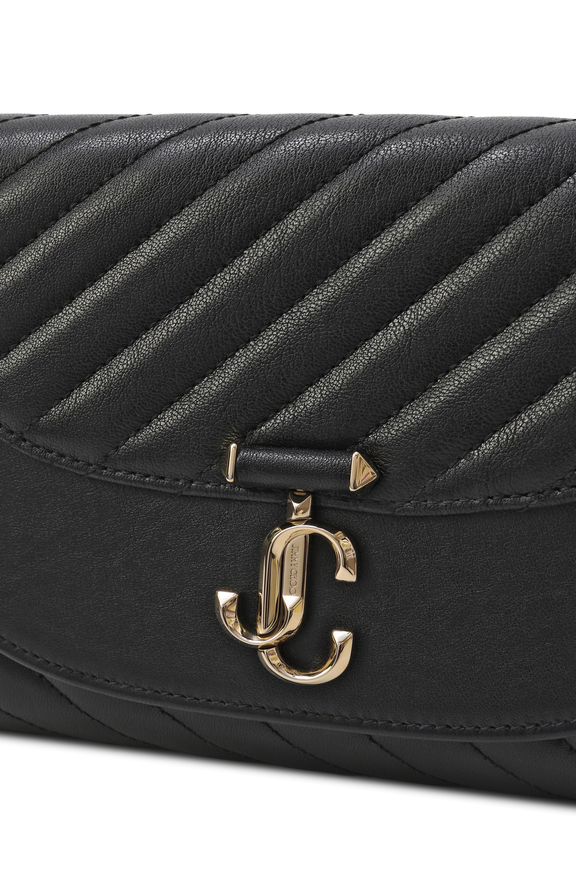 Клатч curve JIMMY CHOO черного цвета по цене 153500 руб., арт. AVN CURVE CLUTCH/HBU, фото 3 Клатч curve JIMMY CHOO, арт. AVN CURVE CLUTCH/HBU, фото 3