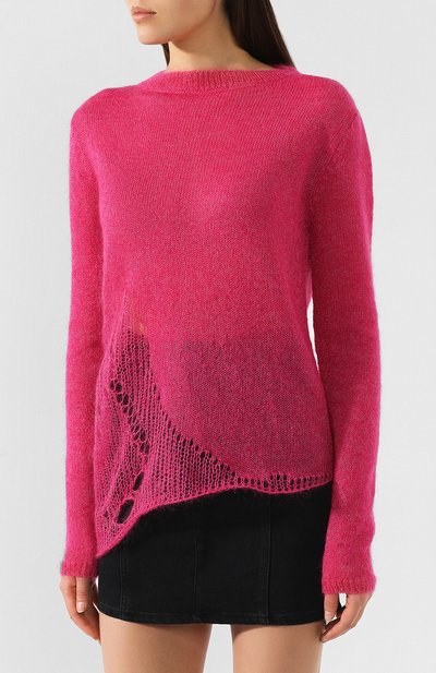 Пуловер SAINT LAURENT розового цвета по цене 89600 руб., арт. 560135/YACL2, фото 3 Пуловер SAINT LAURENT, арт. 560135/YACL2, фото 3