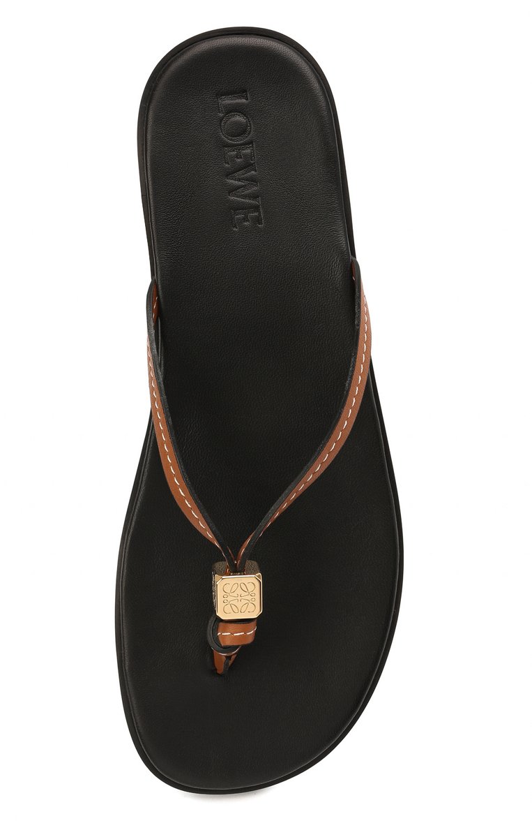 Женские комбинированные шлепанцы loewe x paula's ibiza LOEWE коричневого цвета, арт. L616465X09 | Фото 6 (Материал внутренний: Натуральная кожа; Каблук высота: Низкий; Подошва: Плоская; Драгоценные камни: Проставлено; Материал сплава: Проставлено; Материал внешний: Натуральная кожа)