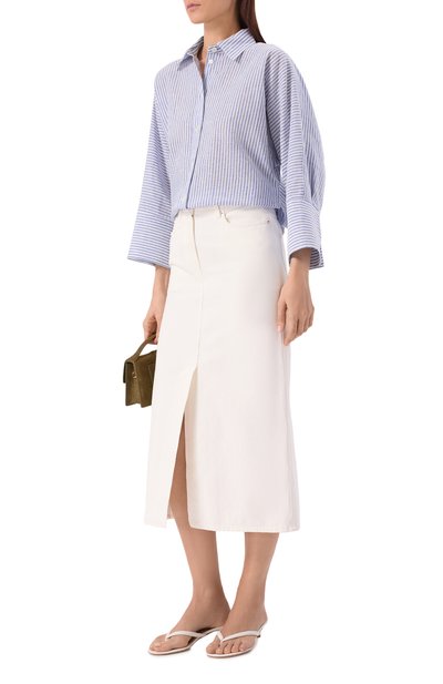 Рубашка изо льна и хлопка PIETRO BRUNELLI голубого цвета по цене 24950 руб., арт. CA2514/LI0028, фото 2 Рубашка изо льна и хлопка PIETRO BRUNELLI, арт. CA2514/LI0028, фото 2