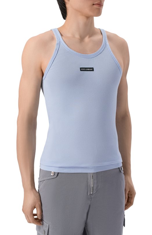 Хлопковая майка Dolce & Gabbana G8PA8T/G7P3I Голубой  G8PA8T/G7P3I Фото 3