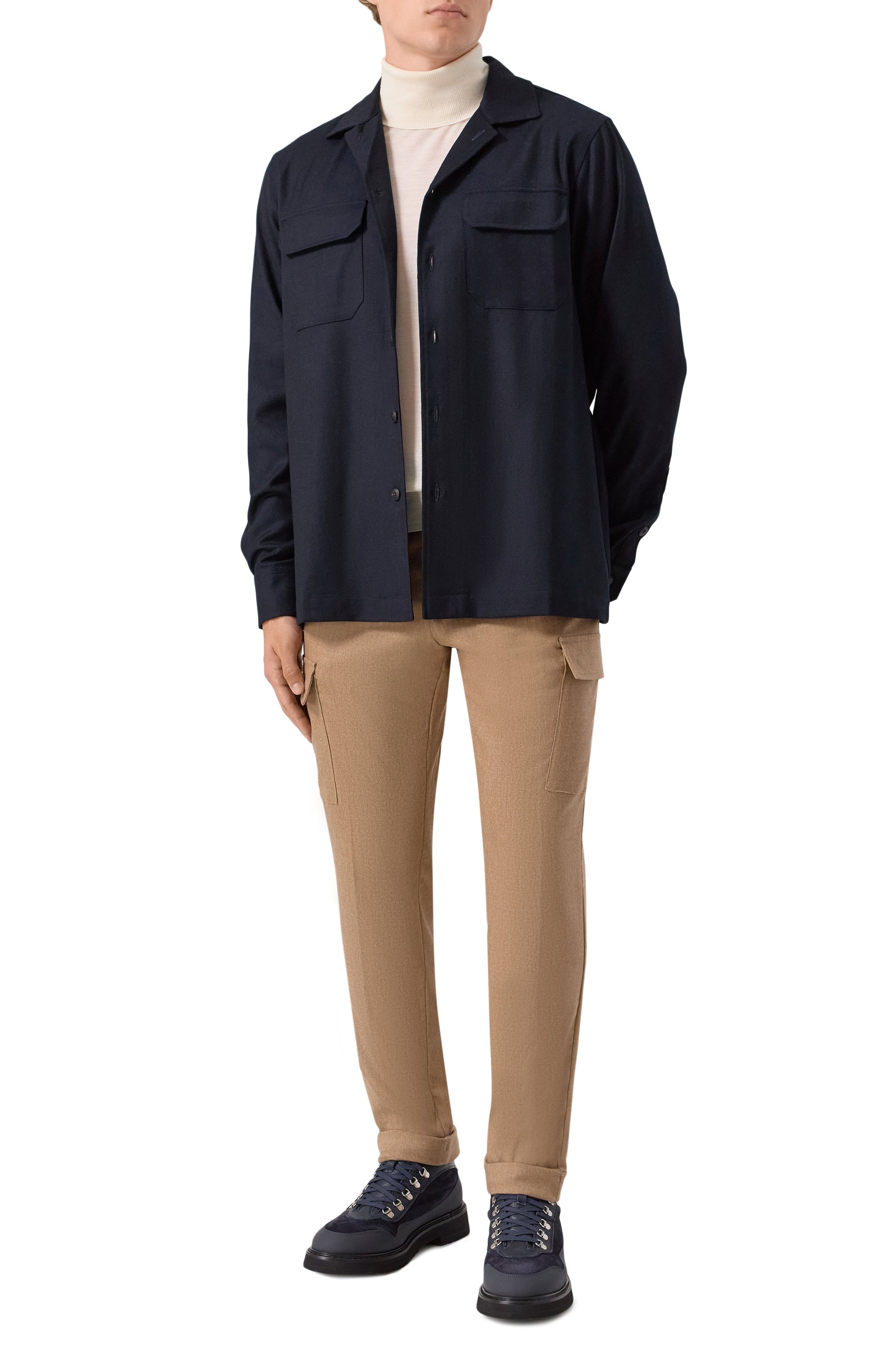 Шерстяная рубашка CAPOBIANCO темно-синего цвета по цене 67550 руб., арт. 19M501.FL00., фото 2 Шерстяная рубашка CAPOBIANCO, арт. 19M501.FL00., фото 2