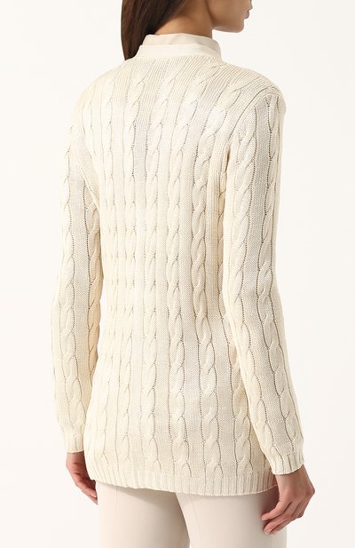 Удлиненный шелковый кардиган фактурной вязки RALPH LAUREN, арт. 290703703, фото 4