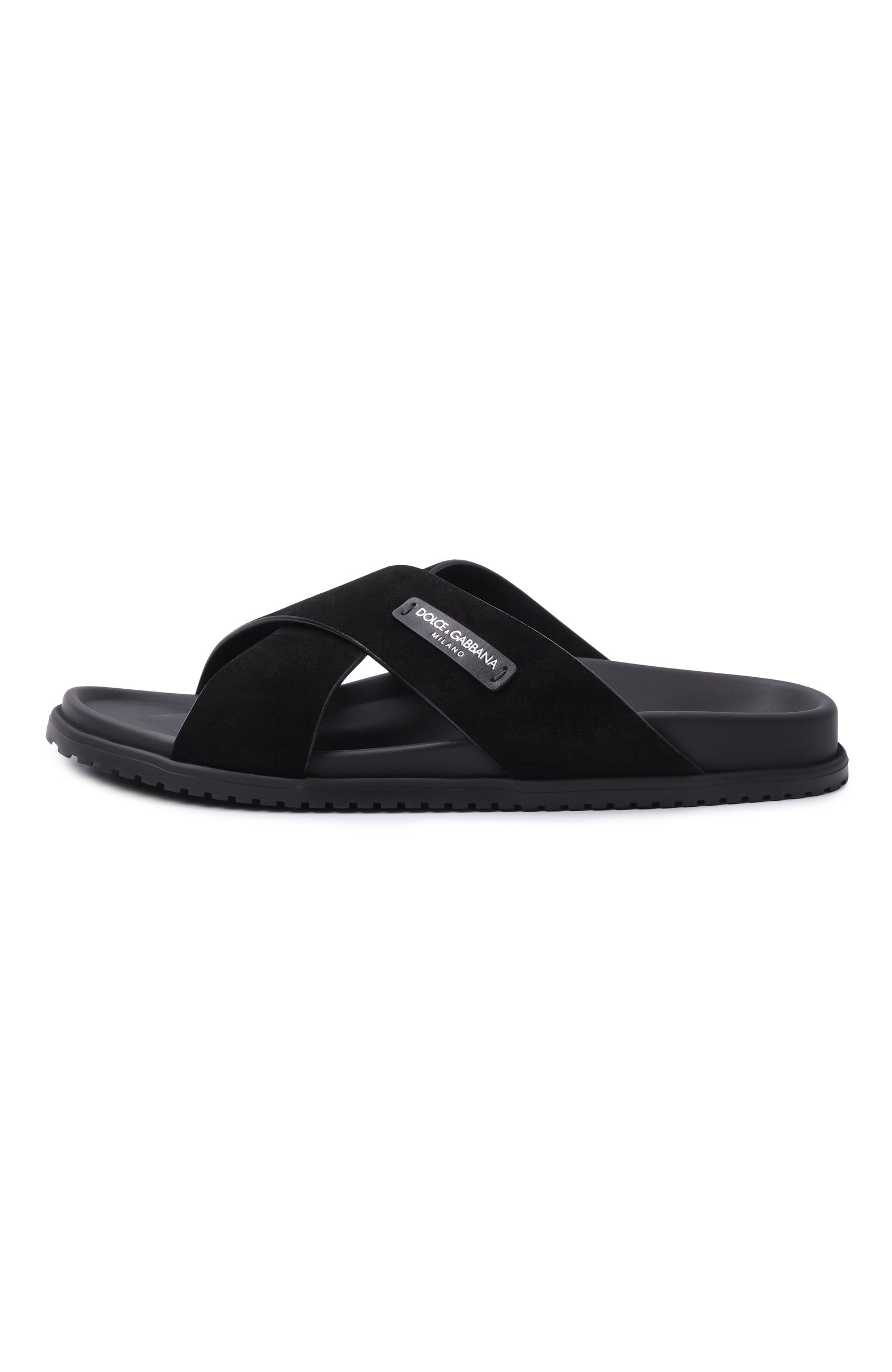 Замшевые шлепанцы dg casual DOLCE & GABBANA черного цвета по цене 78600 руб., арт. A80534/A9R00, фото 3 Замшевые шлепанцы dg casual DOLCE & GABBANA, арт. A80534/A9R00, фото 3