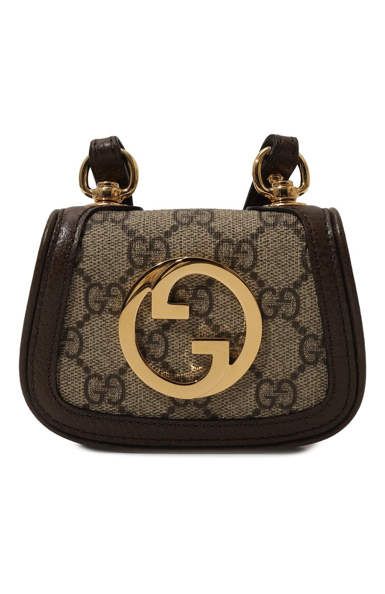 Мужской футляр для кредитных карт blondie GUCCI коричневого цвета, арт. 698635/K9GSG | Фото 1 (Материал: Текстиль; Материал сплава: Проставлено; Нос: Не проставлено)