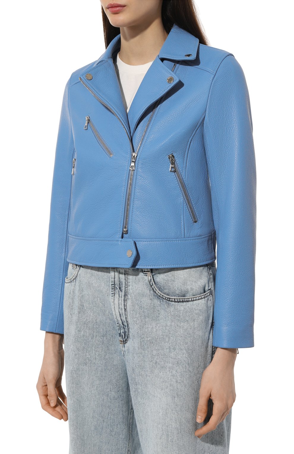 Кожаная куртка MASLOV голубого цвета по цене 187000 руб., арт. K09, фото 3 Кожаная куртка MASLOV, арт. K09, фото 3