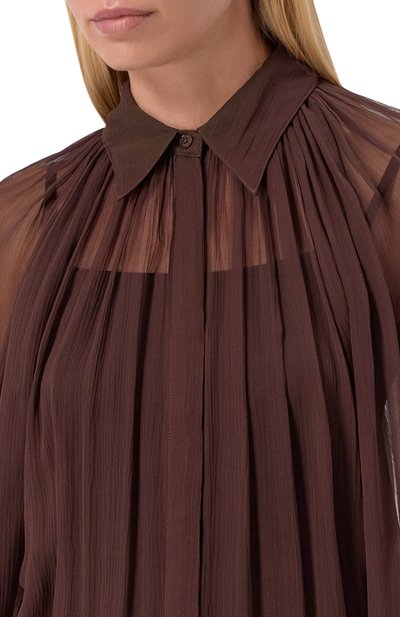 Шелковая блузка JACOB LEE коричневого цвета по цене 99500 руб., арт. WSB2015AW25BW, фото 5 Шелковая блузка JACOB LEE, арт. WSB2015AW25BW, фото 5